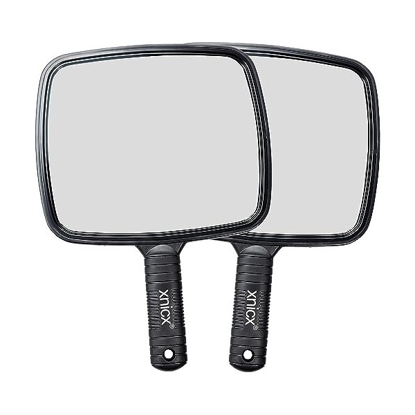 xnicx Miroirs à Main 2 Pièces Miroir Maquillage avec Poignée Miroir à Main Professionnel,Miroir Coiffeur Miroir Douche pour S