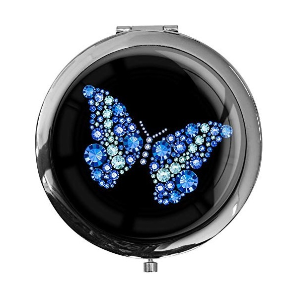 Premium - miroir de poche sous forme ronde "Papillon"