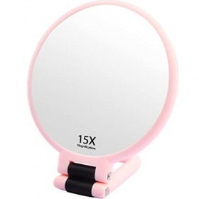 Anseom Miroir Double Face Miroir Pliable avec Poignée Miroir à Main Double Face Miroir à Main avec Poignée Miroir de Voyage P