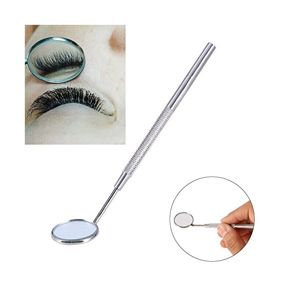 Niunion Miroir Dentaire, Miroir de Maquillage Miroir à Cils en Acier Inoxydable pour vérifier loutil de Nettoyage dinspecti