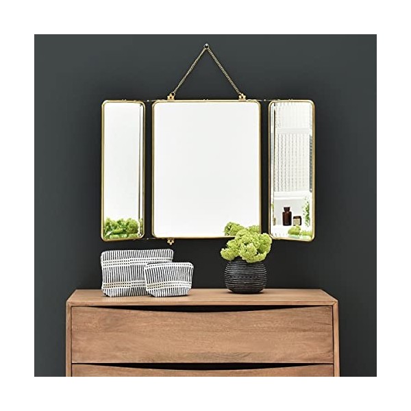 DECOCLICO-Miroir de barbier 3 faces-Barbier-L87,000 x l1,500 x h55,500-Métal