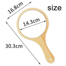 FANDE 2 Pièces Miroir à Main en Bois Miroirs de pour Femme Miroirs de Poignée Suspendus Portables Vintage pour Salon - Miroir