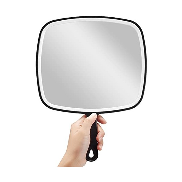 OMIRO Miroir de poche extra large noir avec poignée, 31,5 x 22,9 cm