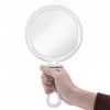 Cheftick Miroir à Main Double Face, Miroir de Maquillage grossissant 1X et 7X avec poignée Pliable réglable, Portable, Transp