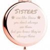 Superbe miroir compact doré rose avec inscription « Sister are Like Stars » - Cadeau damitié unique pour femme, fille, sœur 