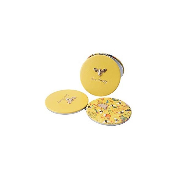 The Beekeeper Bee Happy Yellow Compact Mirror