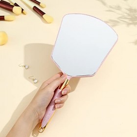 Eaoundm Miroir à main avec poignée, miroir de maquillage avec trou pour crochet pour salle de bain et chambre à coucher, miro