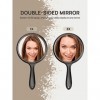 OMIRO Lot de 2 miroirs de poche double face grossissant 1X/3X avec poignée, noir transparent