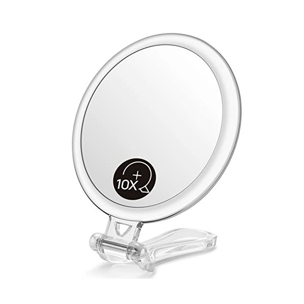 OMIRO Miroir à main, miroir de maquillage grossissant x 10