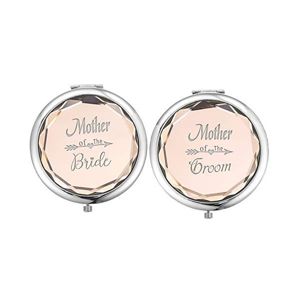 SFHMTL Lot de 2 miroirs de Maquillage compacts Mère de la mariée et mère du marié Champagne