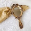 Rich Boxer Miroir de poche vintage avec fleur en relief - Miroir de maquillage décoratif mignon bronze 