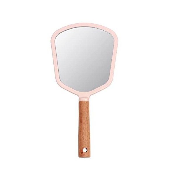 YCHMIR Petit miroir à main en bois pour femme - 12,7 x 23,4 cm forme déventail rose 