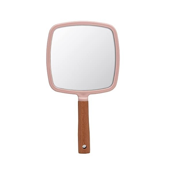 YCHMIR Petit miroir à main en bois pour femme - 12,7 x 23,4 cm forme déventail rose 