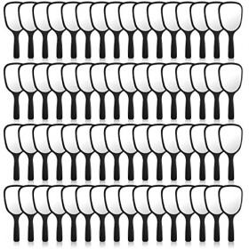 Lot de 60 miroirs à main de 18 x 8 cm avec poignée en plastique compact pour voyage, maquillage, maquillage et camping noir 