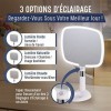 Mirrorvana® Miroir à Main avec Éclairage pour Les Voyages – avec Poignée Confortable et Support Amovible – Rechargeable avec 