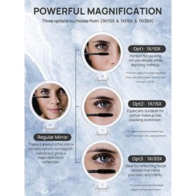 OMIRO Miroir à Main Pliable Double Face grossissant 1X/20X pour Utilisation à la Main, Table et Voyage