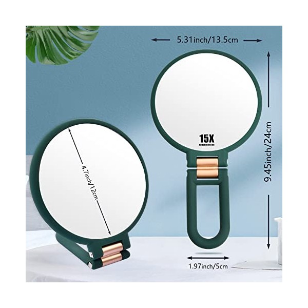 Anseom Miroir Double Face Miroir Pliable avec Poignée Miroir à Main Double Face Miroir à Main avec Poignée Miroir de Voyage P