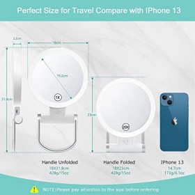 Miroir grossissant avec lumière, 20x/1x, double face, miroir de maquillage portable, éclairage 3 couleurs, écran tactile à in