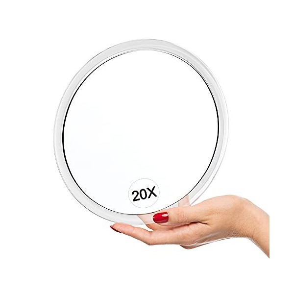 YH 20X Grossissant Miroir avec ventouses 15cm Rond - Parfait pour Le Maquillage - Élimination des Points Noirs - Épilation 