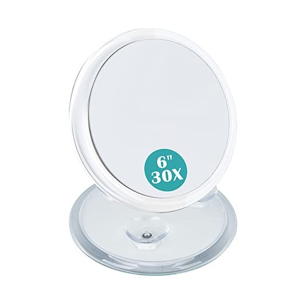 B Beauty Planet Miroir Grossissant x 30, Miroir de Voyage pour Maquillage, 15 cm de diamètre