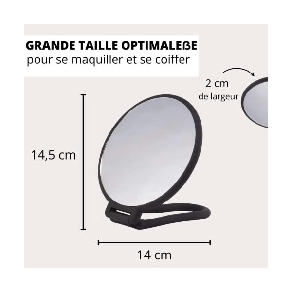 PARSA Beauty Miroir de maquillage rond à poser avec finition douce au toucher Double face normale et grossissante x3 Pour l