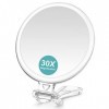 B Beauty Planet Miroir grossissant 30 x, Miroir de Maquillage grossissant 1X/30X Double Face, Miroir Compact Pliable pour Le 