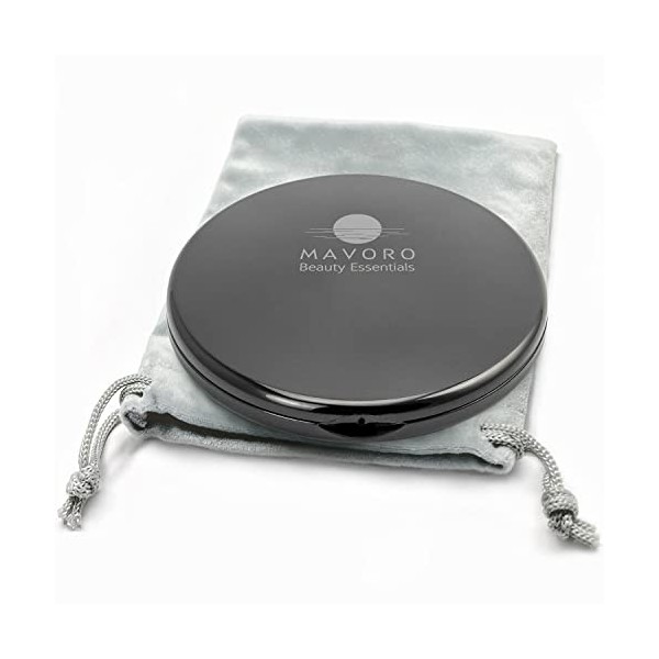 Miroir Compact Grossissant pour Porte-Monnaie avec Grossissement 10x - Miroir de Voyage Noir à Double Face pour Le Maquillage