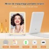 Miroir de maquillage de voyage rechargeable avec 72 LED, Miroir de beauté portable éclairé, éclairage 3 couleurs, écran tacti