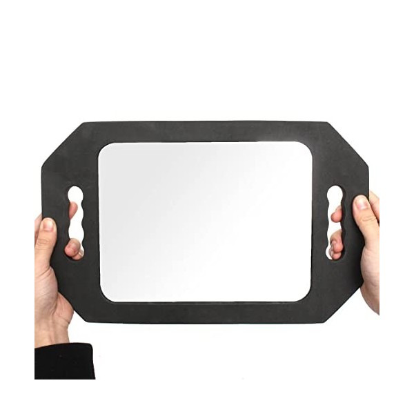 Miroir de coiffeur en mousse avec double poignée – Miroir léger à main pour barbiers et salons de coiffure – Miroir arrière d