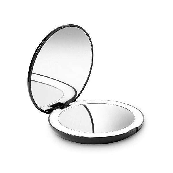 Fancii LED Miroir de Poche Lumineux, Grossissant 1x / 10x - Grand Miroir à Main de Maquillage avec Éclairage Naturel, 12,7 cm