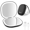 wobsion Miroir de Poche de Voyage avec Lumière, Miroir Grossissant Compact Rechargeable 1x/10x, Miroir Réglable à Gradation, 