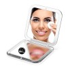 Miroir de poche compact grossissant x10, petit miroir de voyage pliable pour sac à main carré 8,9 cm argent 