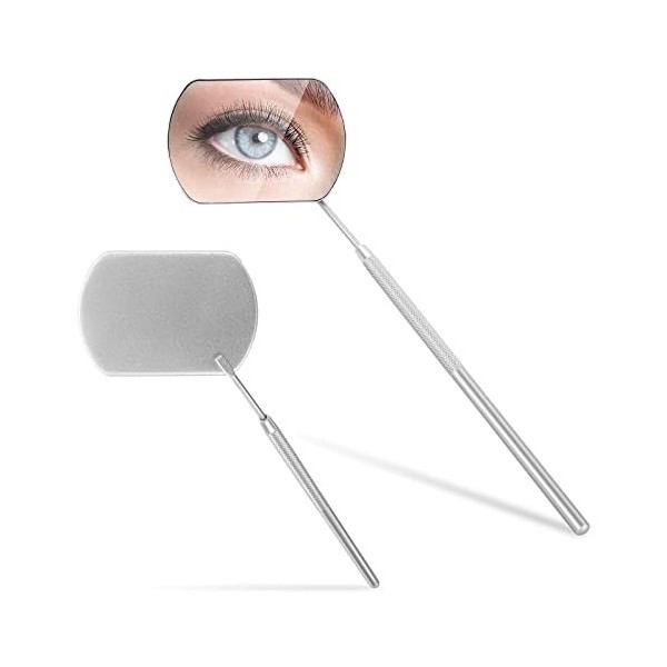 Sibba Miroir carré portable pour extensions de cils - 1 pièce en acier inoxydable amovible - Miroir multifonction pour examen