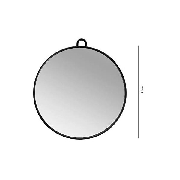 T4B LUSSONI Miroir à main professionnel noir avec poignée, 29 cm, pour coiffeurs, salons de beauté, barbiers, esthéticiennes,