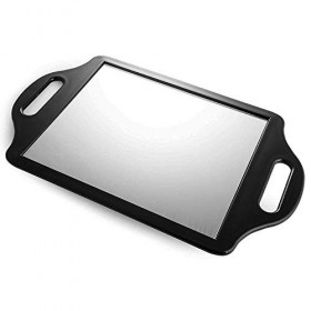 Miroir Coiffeur - Miroir à Main Salon - avec 2 Poignées Grand Angle - pour Coiffure et Beauté - Grand Format 36,5 x 21,7 cm -