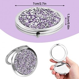 Miroir Maquillage Poche, Miroir de Poche avec Grossissement x1 / x2, Rond Miroir Pliable & Portable, 7 cm Miroir de Poche Idé