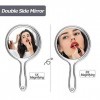 Queekay Miroir Transparent avec Poignée Miroir à Main Double Face Portable Miroir avec Manche en Plastique Miroir à Main Tran