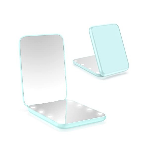 wobsion Rechargable LED Miroir de Voyage éclairé, grossissement 1x/3x Portable pour Sac à Main, Miroir portatif à Deux Faces,