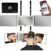 LIPFISBARBERSHOP.COM Grand miroir à 3 voies avec LED et crochets en métal - Miroir à 360° pour la coupe de cheveux - Miroir a