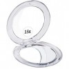 Petit Miroir de Poche Femme pour Voyage, Miroir Grossissant x15 de Sac à Main, Rond Miroir Pliable 8 cm 