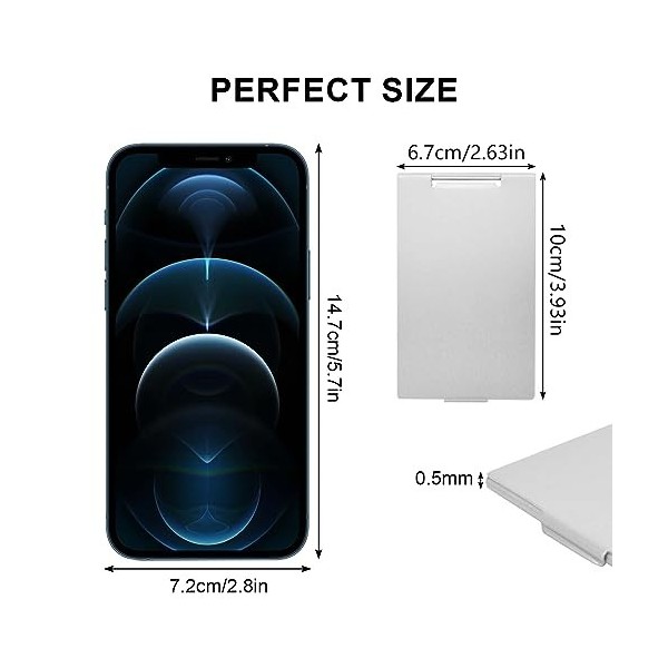 Tolenre Miroir de Poche, Miroir Pliant Acier Inoxydable, Portable Miroir De Maquillage Compact Double Face Petit Miroir de Vo