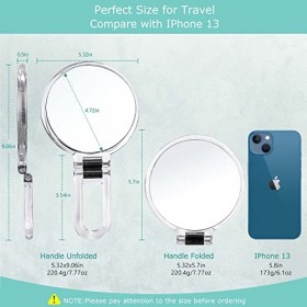 B Beauty Planet Miroir de Poche grossissant x20, Miroir de Voyage Pliable, Miroir de Maquillage Double Face avec grossissemen