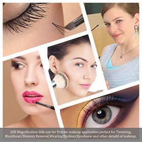 MIYADIVA Miroir Grossissant x 20, Petit Miroir de Poche pour Femmes, 15 cm Miroir de Voyage Portable, Pliable, Double Face, P