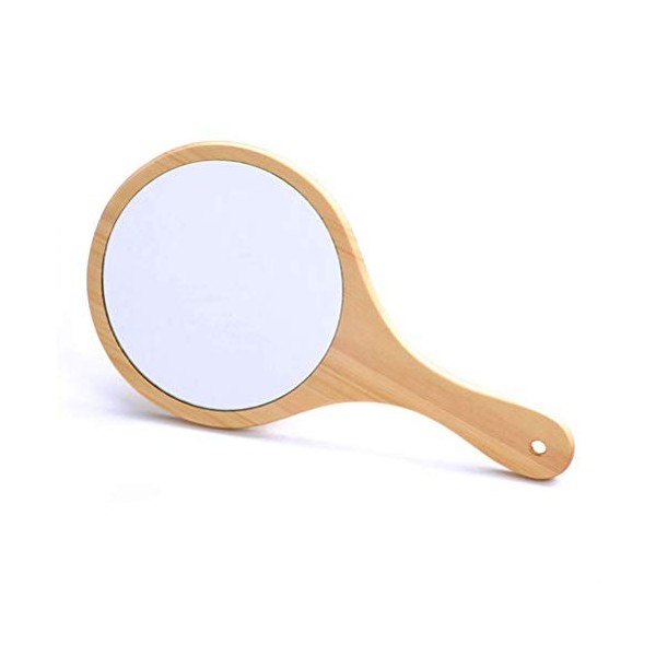 Jackallo Miroir à Main en Bois Miroirs de Maquillage pour Femme Miroirs de Poignée Suspendus Portables Vintage pour Salon