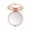 Miroir de poche LEEQBCR, miroir rabattable-rond double miroir-normal + avec loupe-miroir de maquillage personnalisé or rose 