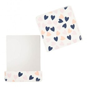 DRAEGER Paris | Miroir de Poche avec étui Petits Coeurs Roses et Bleus | Miroir carré Maquillage à emmener Partout | Idéal Ma