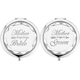 Lot de 2 souvenirs de mariage, 1 miroir de maquillage pour mère de la mariée, 1 miroir de maquillage pour mère du marié, 1 mi