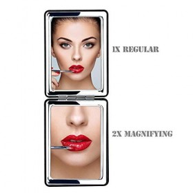 YTZJ Direct Miroir de courtoisie compact pour homme, femme et fille, miroir de maquillage de voyage noir pour sac à main, poc