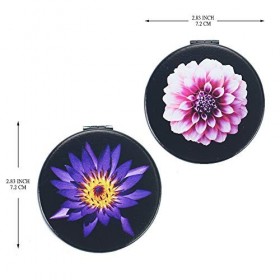 Lizimandu Miroir compact en métal - Miroir grossissant 3X - Idéal pour les sacs à main - Voyage - 2 faces avec miroir grossis