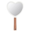 Eaoundm Miroir à main pour maquillage, petit miroir à main en bois portable pour homme et femme rose carré 